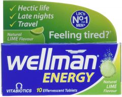 Vitabiotics Wellman Energy Natural Lime Flavour - 10 Effervescent Tablets